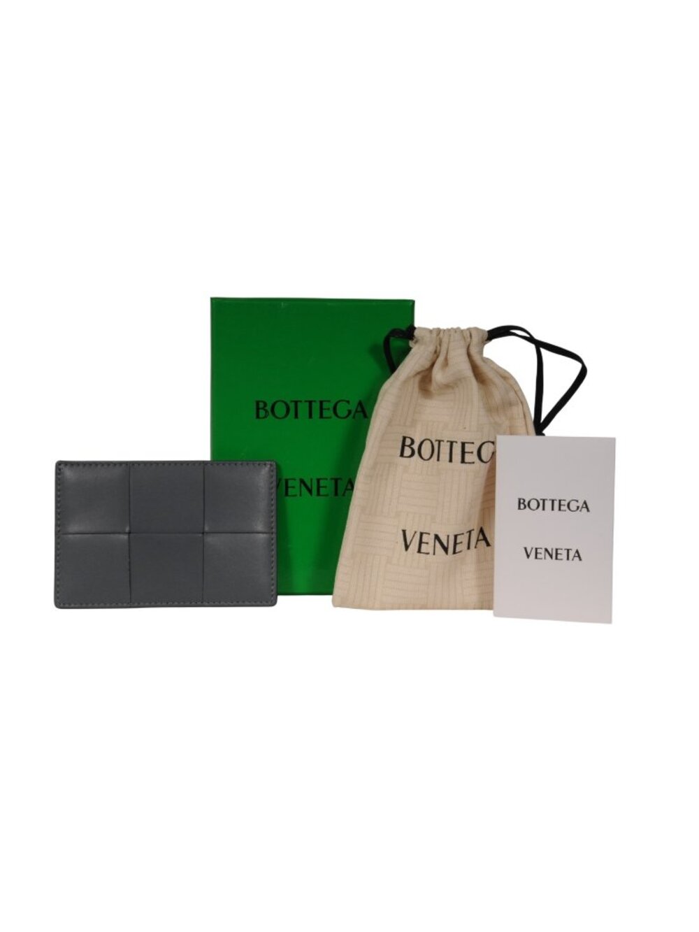 Bottega Veneta Mens Cassette Card Holder Gray Leather Wallet Greay Multi Pocket